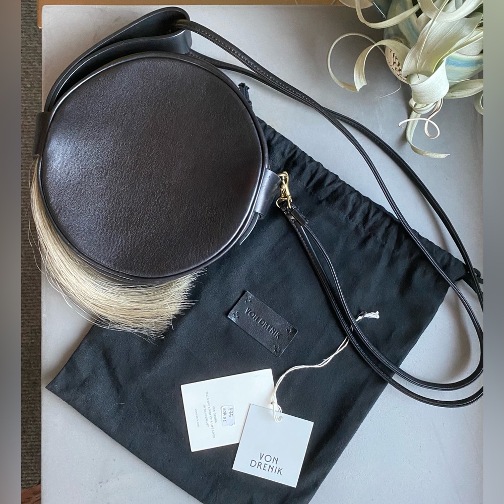 Von Drenik Horsetail Leather Canteen Western Bag festival biker hippie boho goth